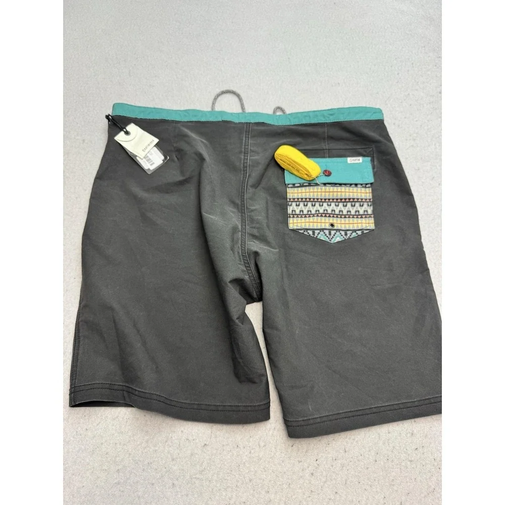 Katin Tide Trunk Board Shorts Mens 38 Black Aztec Swim Trunks Surf Beach